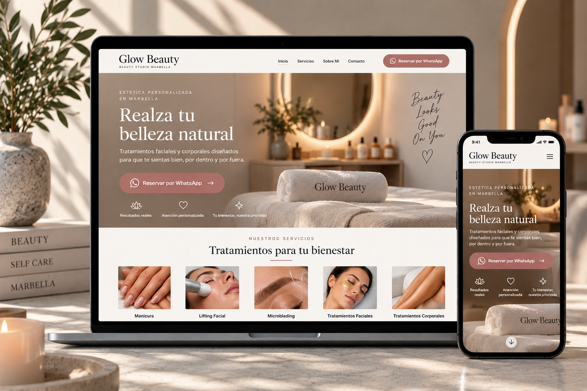 Responsive website shown on laptop and mobile