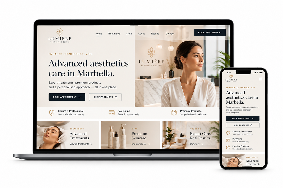 Website shown on laptop and mobile