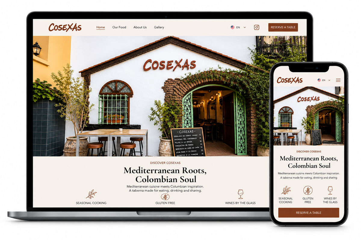 Cosexas website shown on desktop and mobile