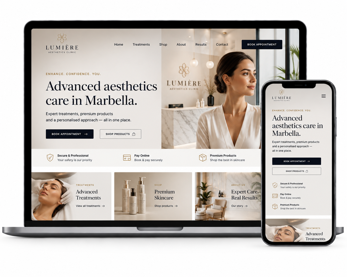 Responsive website shown on laptop and mobile